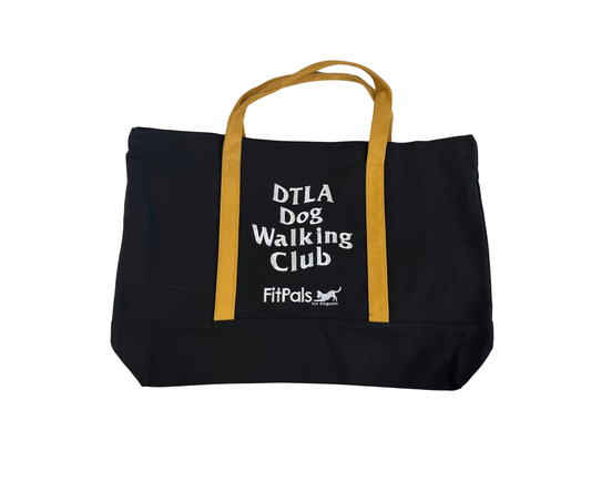 DTLA DOG WALKING CLUB JUMBO TOTE BAG - 21.5x15 inch Canvas Bag (yellow)